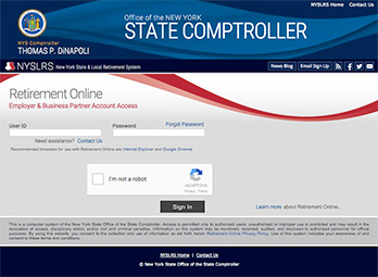 Employer Retirement Online Sign In Page